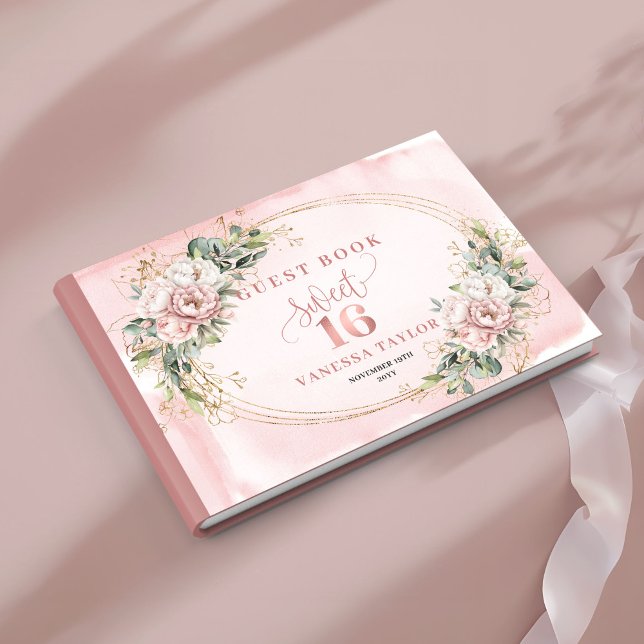 Livro De Visitas Dusty Pink Boho Floral Eucalyptus Sweet Sixteen  (Dusty Pink Boho Floral Eucalyptus Sweet Sixteen Guest Book)