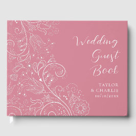 Livro De Visitas Dusty Pink Elegant Floral Wedding