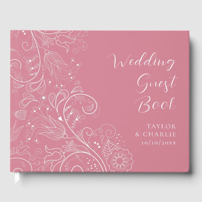 Livro De Visitas Dusty Pink Elegant Floral Wedding (Frente)