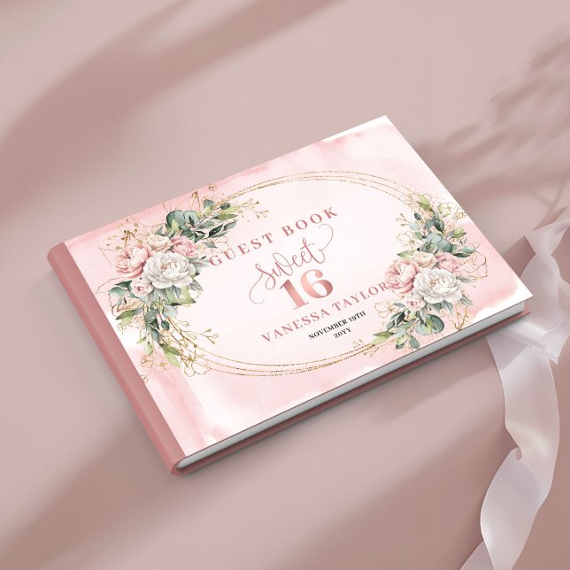 Livro De Visitas Dusty Pink Floral Greenery 16 Birthday Guest Book (Dusty Pink Floral Greenery 16th Birthday Guest Book)