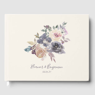 Livro De Visitas Dusty Purple Floral Watercolor Personalizado
