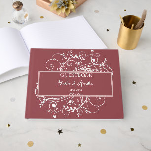 Livro De Visitas Dusty Rosa Flourish Weding Guest Book