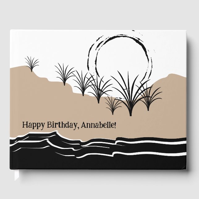 Livro De Visitas É um nome de aniversário feliz da festa da praia (Frente)