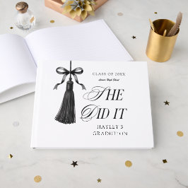 Livro De Visitas Ela Fez Festa de Formatura Personalizada com Laço