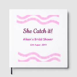 Livro De Visitas Ela pega linhas espiral rosa em aquarela casamento