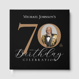 Livro De Visitas Elegant Black and Gold 70th Birthday