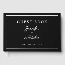 Livro De Visitas Elegant Black And White Script Wedding