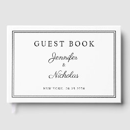 Livro De Visitas Elegant Black And White Script Wedding