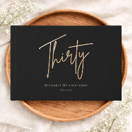 Livro De Visitas Elegant Black & Gold 30th Birthday Party