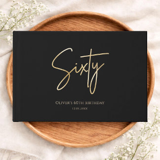 Livro De Visitas Elegant Black & Gold 60th Birthday