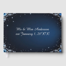 Livro De Visitas Elegant Blue and Silver Wedding Guest Book