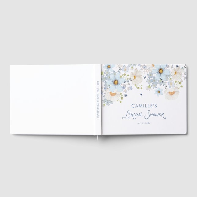 Livro De Visitas Elegant Blue Floral Bridal Bridal Shower (Completo)
