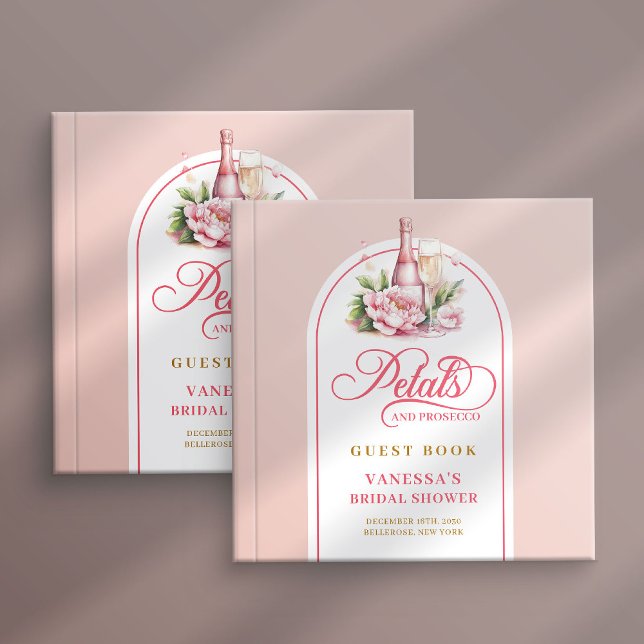 Livro De Visitas Elegant blush and gold petals prosecco sign book (Elegant blush and gold petals prosecco sign book)