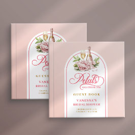 Livro De Visitas Elegant blush gold petals prosecco Shower book