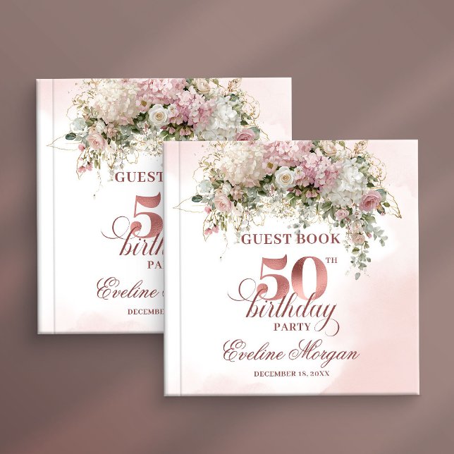 Livro De Visitas Elegant Blush Greenery 50th Birthday Guest Book (Elegant Blush Greenery 50th Birthday Guest Book)