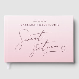 Livro De Visitas Elegant Blush Pink Ombre Script Sweet Sixteen
