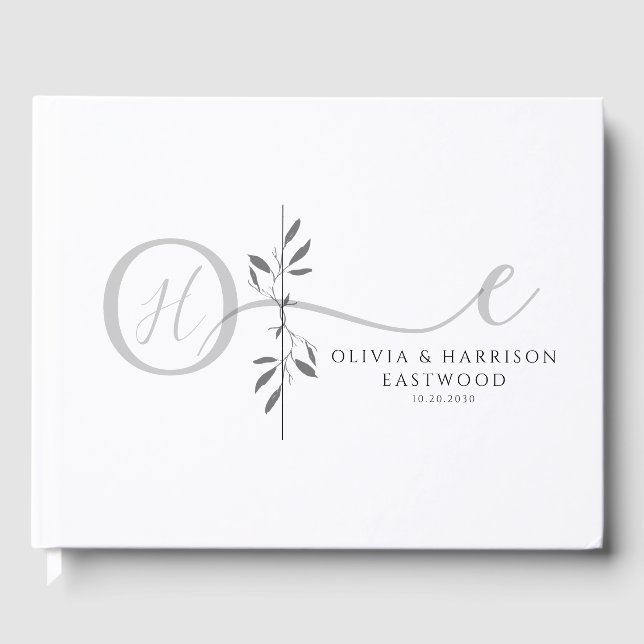 Livro De Visitas Elegant Botanical Monogram Wedding Guest Book (Frente)