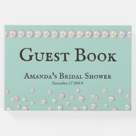 Livro De Visitas Elegant Bride & Co Azul Turquesa Pérola Chá de Noi