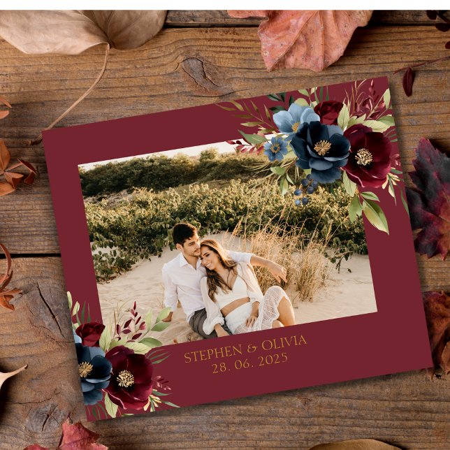 Livro De Visitas Elegant Burgundy Floral Blooms & Greenery wedding (Criador carregado)