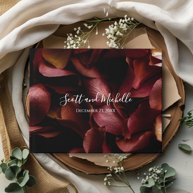 Livro De Visitas Elegant Burgundy Romantic Rose Guest Book (Criador carregado)