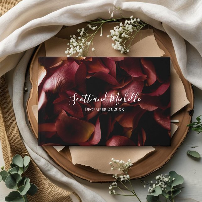 Livro De Visitas Elegant Burgundy Romantic Rose Guest Book (Criador carregado)