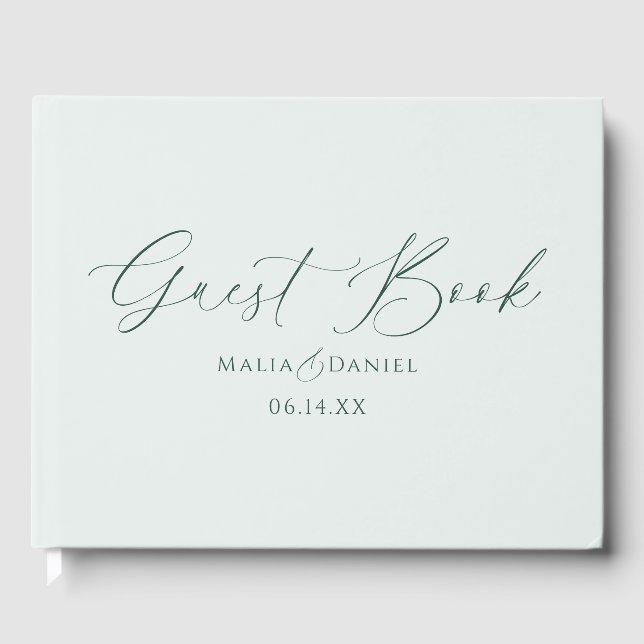 Livro De Visitas Elegant Calligraphy Simple Couples Wedding (Frente)