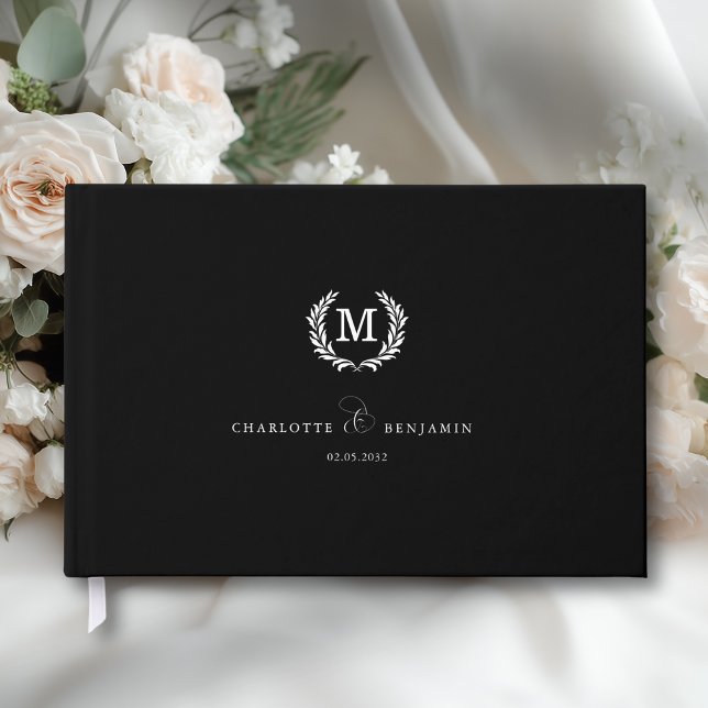 Livro De Visitas Elegant Crest Monogram Wedding Black (Elegant Crest Monogram Wedding Black Guest Book)