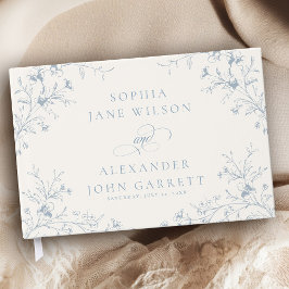 Livro De Visitas Elegant Dusty Blue Floral Garden Wedding