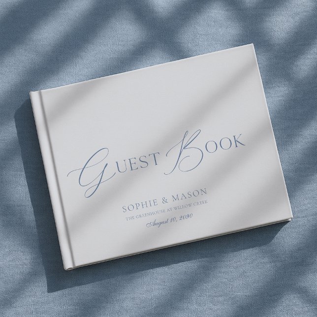 Livro De Visitas Elegant Dusty Blue Wedding Guest Book  (Criador carregado)
