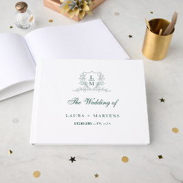 Livro De Visitas Elegant emerald Green Grest Monogram Wedding