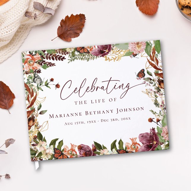 Livro De Visitas Elegant Fall Memorial Celebration of Life (Criador carregado)