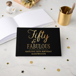 Livro De Visitas Elegant Fifty and Fabulous! 50th Birthday Party