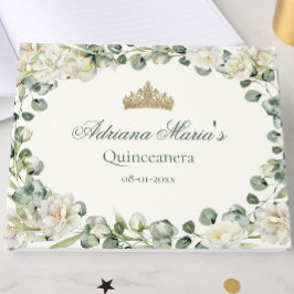 Livro De Visitas Elegant Floral Greenery Quinceanera