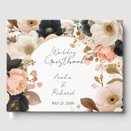 Livro De Visitas Elegant Floral Personalized Wedding Guestbook
