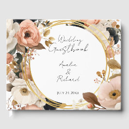 Livro De Visitas Elegant Floral Personalized Wedding Guestbook