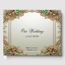Livro De Visitas Elegant Gold Ornate Guest Book