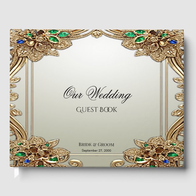 Livro De Visitas Elegant Gold Ornate Guest Book (Frente)