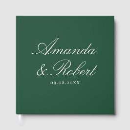 Livro De Visitas Elegant Green Calligraphy Wedding