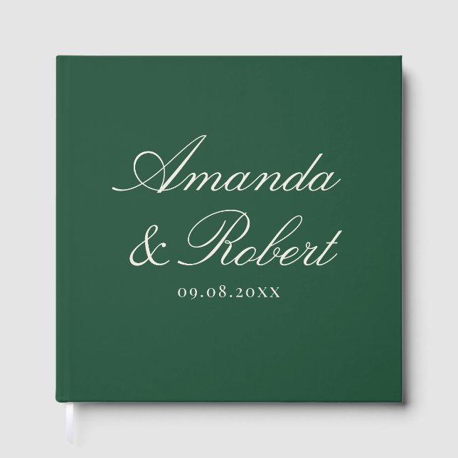 Livro De Visitas Elegant Green Calligraphy Wedding (Frente)