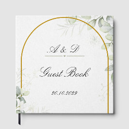 Livro De Visitas Elegant Greenery & Gold Arch Wedding Guest Book