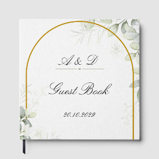 Livro De Visitas Elegant Greenery & Gold Arch Wedding Guest Book