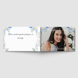 Livro De Visitas Elegant Hydrangea Photo Funeral Sign In Book