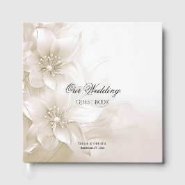 Livro De Visitas Elegant Ivory White Flowers Guest Book