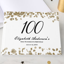 Livro De Visitas Elegant Minimalist Black and Gold 100th Birthday