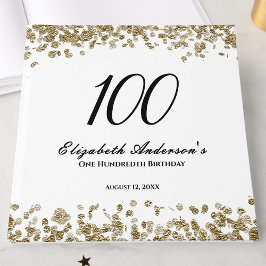 Livro De Visitas Elegant Minimalist Black and Gold 100th Birthday