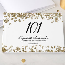 Livro De Visitas Elegant Minimalist Black and Gold 101st Birthday