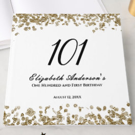Livro De Visitas Elegant Minimalist Black and Gold 101st Birthday