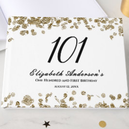 Livro De Visitas Elegant Minimalist Black and Gold 101st Birthday