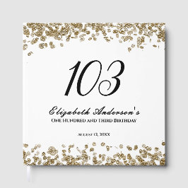 Livro De Visitas Elegant Minimalist Black and Gold 103rd Birthday