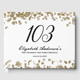Livro De Visitas Elegant Minimalist Black and Gold 103rd Birthday